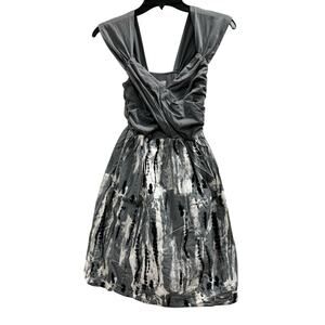 Converse one star Lined Y2K Skater Mini dress Gray white Paint Splatter Sz S